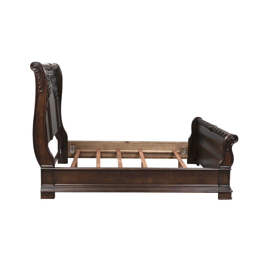 Arbor Place King California Sleigh Bed in Poplar Solids & Birch Veneers & Metal