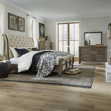 Queen Sleigh Bed, Dresser & Mirror, Chest - Dusty Taupe & Black