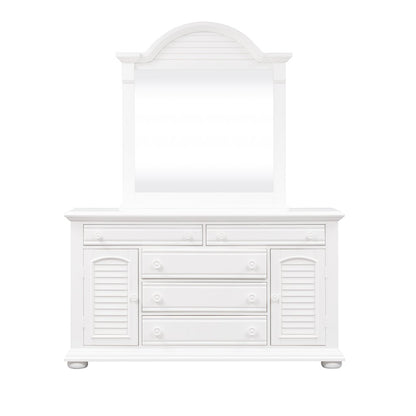 King Panel Bed, Dresser & Mirror in Poplar & Pine Solids with Wood Products