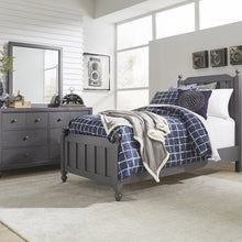 Twin Panel Bed, Dresser & Mirror in Melamine & Rubberwood Solid Frame