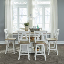 Lindsey Farm 7 Piece Gathering Table Set - Weathered White & Sandstone