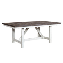 Farmhouse 5 Piece Trestle Table Set in Two Tone White w/ Wood Tone Top