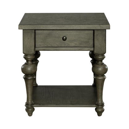 Americana Farmhouse Drawer End Table in Dusty Taupe