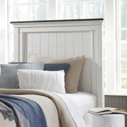 Allyson Park Twin Panel Headboard in Wirebrushed White w/ Charcoal Top