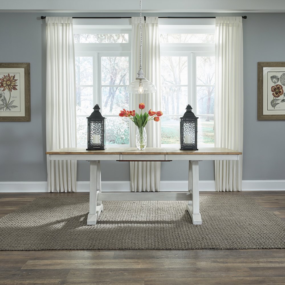Lindsey Farm Lindsey Farm Trestle Table - Weathered White & Sandstone