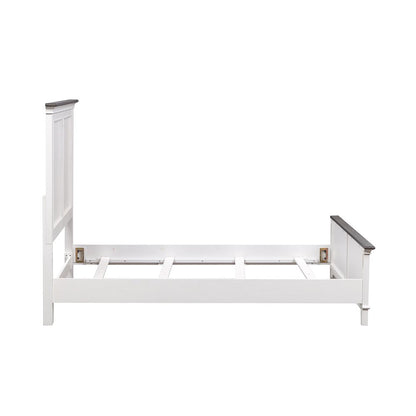 Full Panel Bed in Poplar & Rubberwood Solids w/ Cathedral White Oak Tops