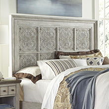 Heartland Queen Decorative Panel Headboard in Antique White w/ Tobacco Top