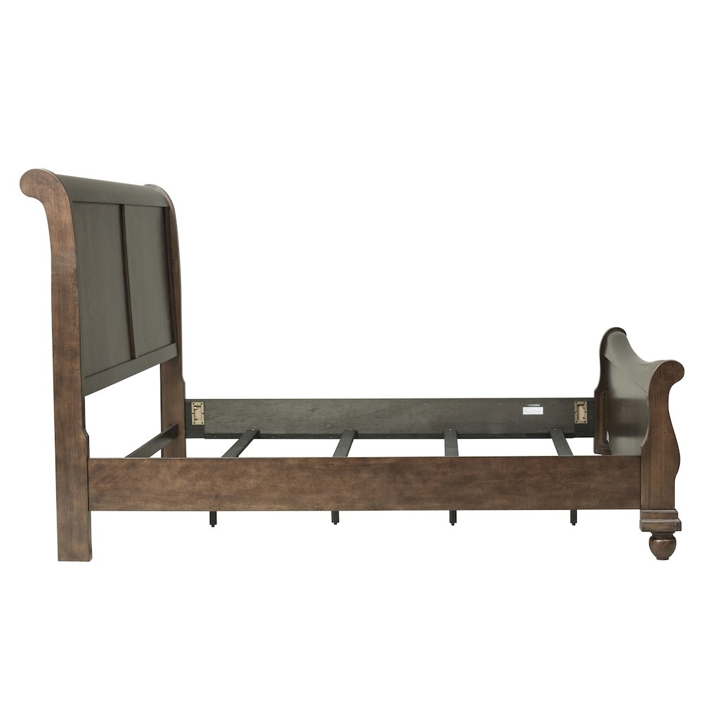 King California Sleigh Bed in Poplar Solids & Pin Knotty Cherry Veneers