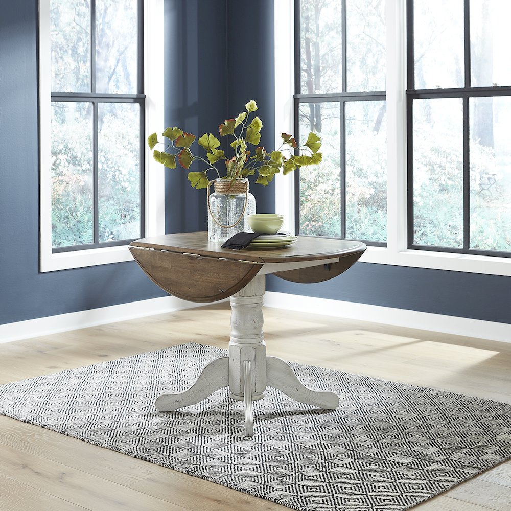 Carolina Crossing Drop Leaf Table Set - White w/ Antique Honey Tops