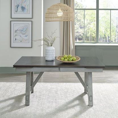 Newport Trestle Table Set in Rubberwood Solids w/ Mindy Veneers