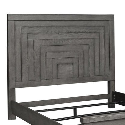 Modern Farmhouse Queen Panel Headboard in Dusty Charcoal w/ Heavy Distressing