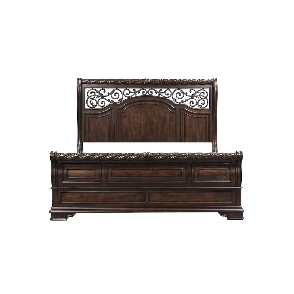 Arbor Place King California Sleigh Bed, Dresser & Mirror, Chest