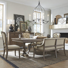 Americana Farmhouse Optional 6 Piece Trestle Table Set - Dusty Taupe & Black