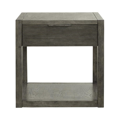 Liberty Furniture Bartlett Field End Table in Driftwood in Dusty Taupe Finish