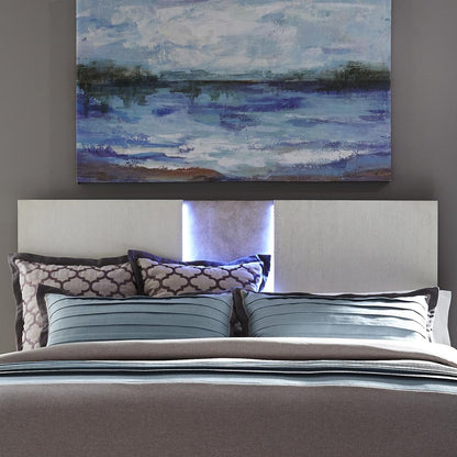 Mirage King Travertine Panel Headboard in Wirebrushed White