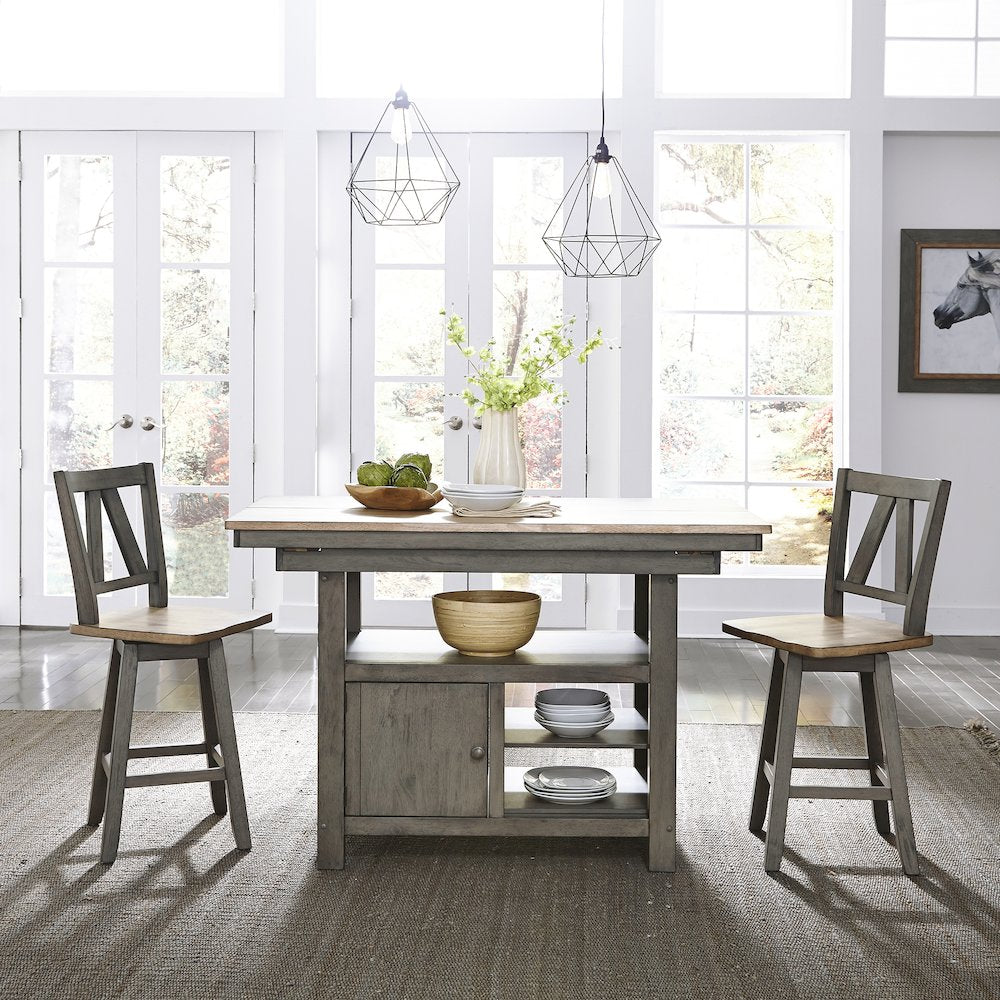 Lindsey Farm Kitchen Island in Rubberwood Solids & Veneers w/ MDF