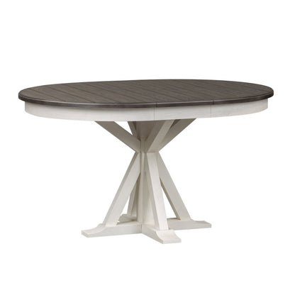 Pedestal Table in Poplar & Rubberwood Solids w Pine Veneer