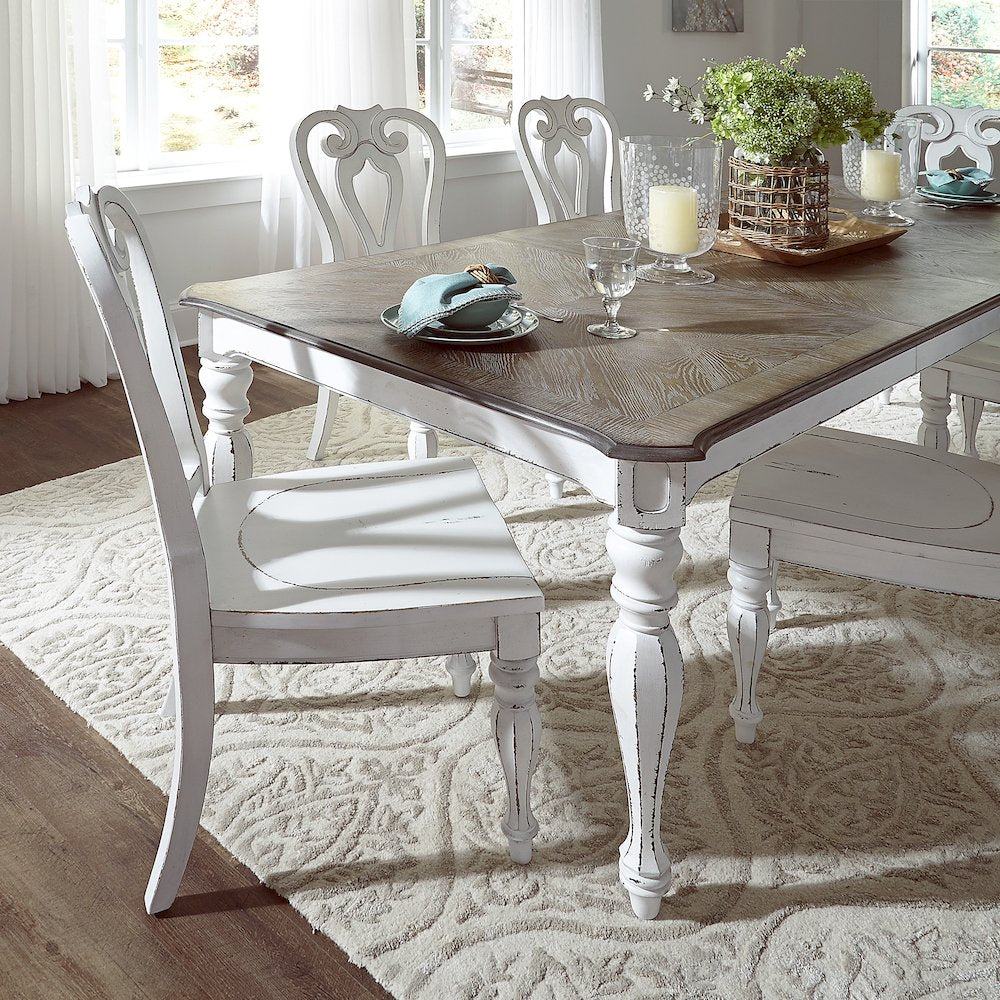 7 Piece Rectangular Table Dining Room Set with 6 Wood Side Chair