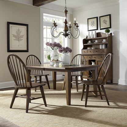 5 Piece Rectangular Table Set in Rubberwood Solids & White Oak Veneers