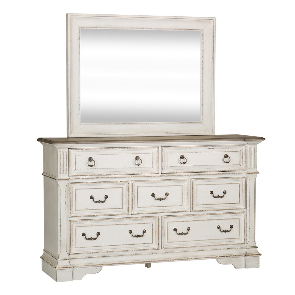 Abbey Park Queen Panel Bed, Dresser & Mirror, Chest