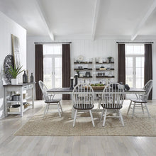 Farmhouse Optional 7 Piece Trestle Table Set in Two Tone White w/ Wood Tone Top