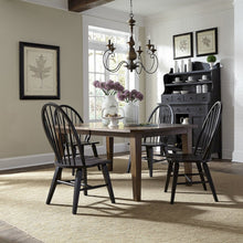 5 Piece Rectangular Table Set in Rubberwood Solids & White Oak Veneers