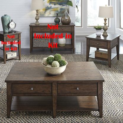 Lake House 3 Piece Set (1-Cocktail 2-End Tables) in Poplar Solids & Oak Veneers