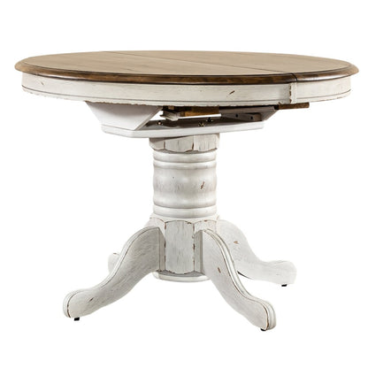 Pedestal Table Set- White in Rubberwood Solids