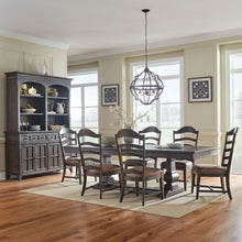 7 Piece Trestle Table Set in Rubberwood Solids & Split Heart White Oak Veneers
