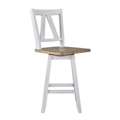 Lindsey Farm 7 Piece Gathering Table Set - Weathered White & Sandstone