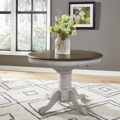 Pedestal Table Set- White in Rubberwood Solids