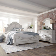 Magnolia Manor California King Panel Bed, Dresser & Mirror, Chest - White