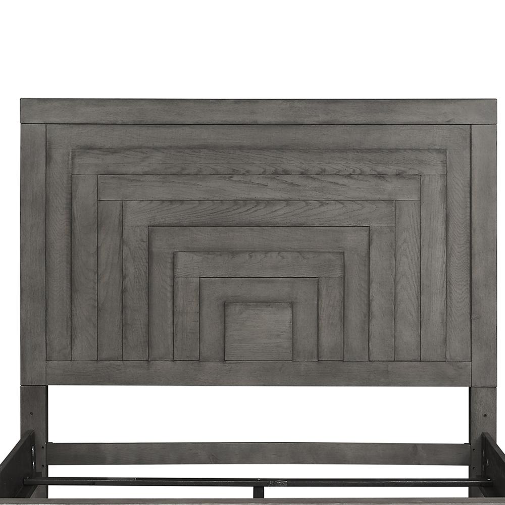 Modern Farmhouse King Panel Headboard in Dusty Charcoal w/ Heavy Distressing