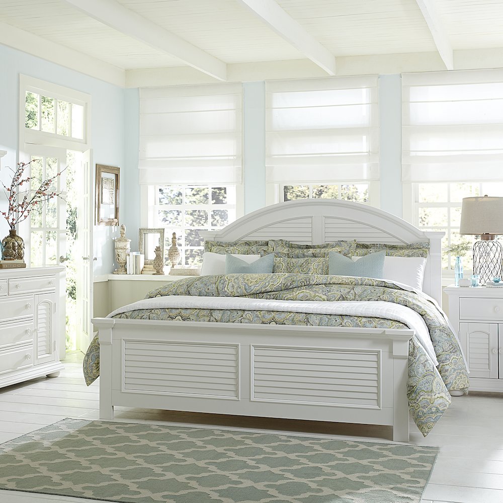 King Panel Bed, Dresser & Mirror, Chest, Night Stand