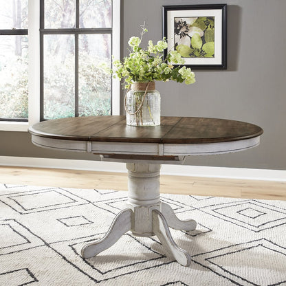 Pedestal Table Set- White in Rubberwood Solids