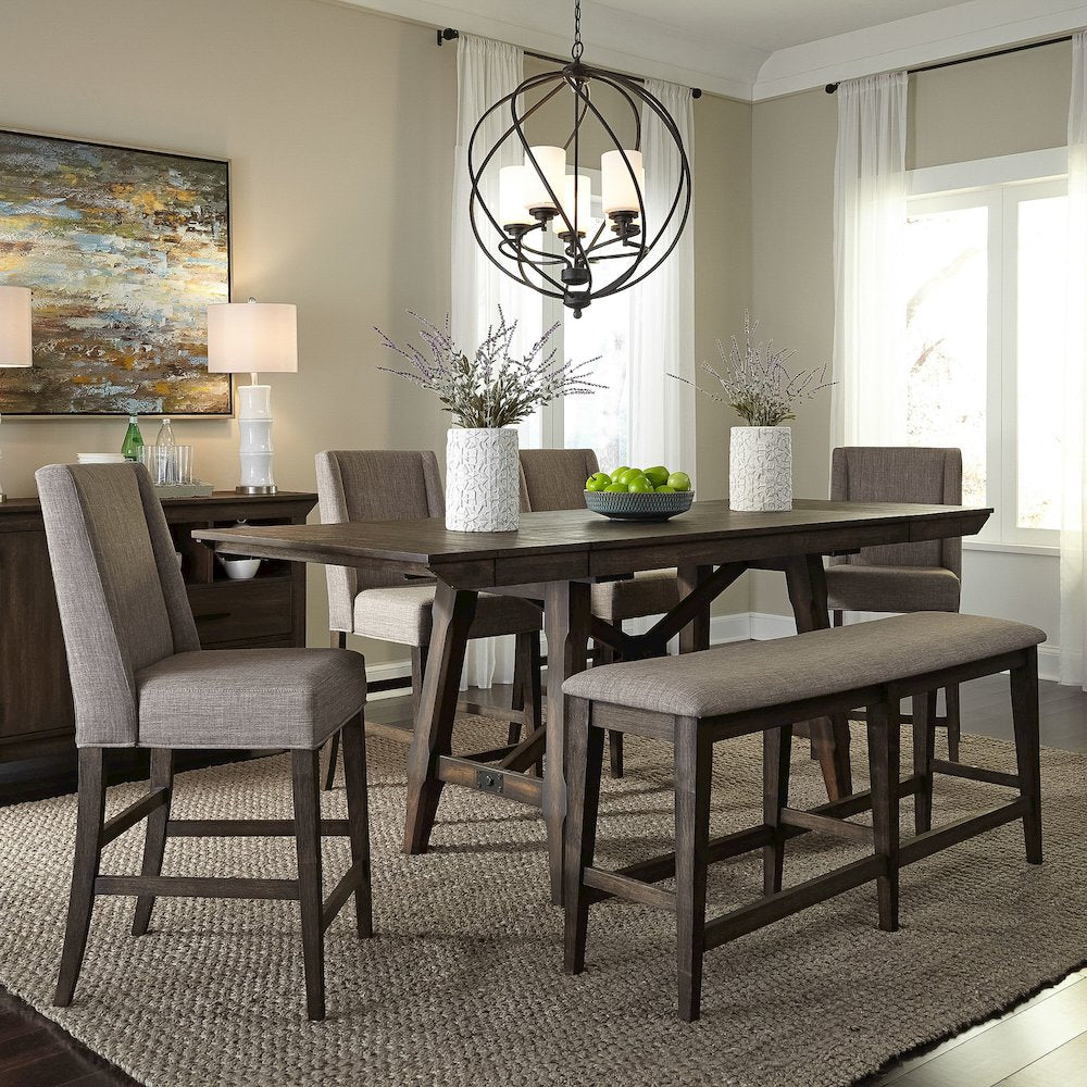 Opt 6 Piece Gathering Table Set in Rubberwood Solids and Acacia Veneers