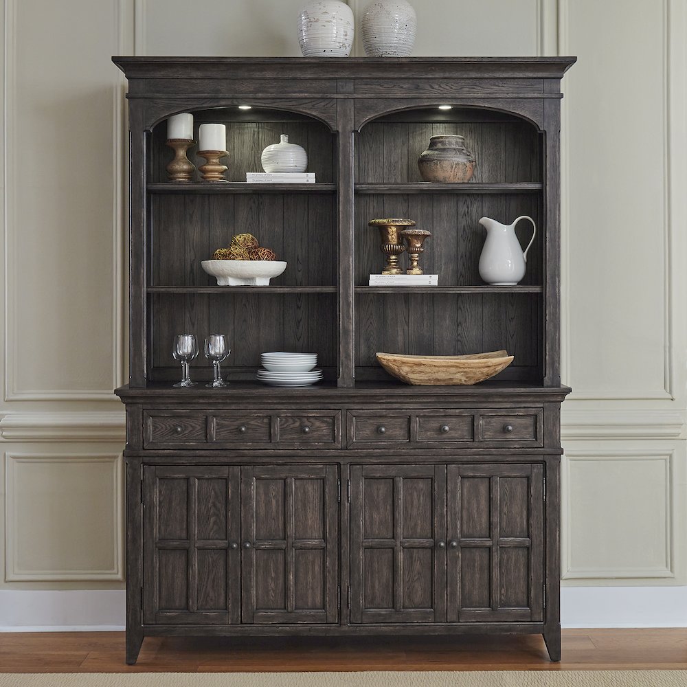 Hutch & Buffet in Rubberwood Solids & Split Heart White Oak Veneers