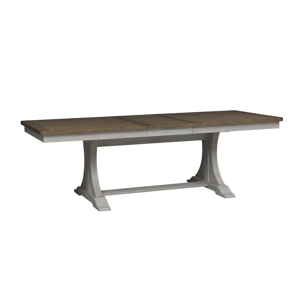 Trestle Table in Rubberwood Solids with Hickory & Pine Veneers