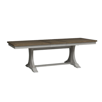 Trestle Table in Rubberwood Solids with Hickory & Pine Veneers