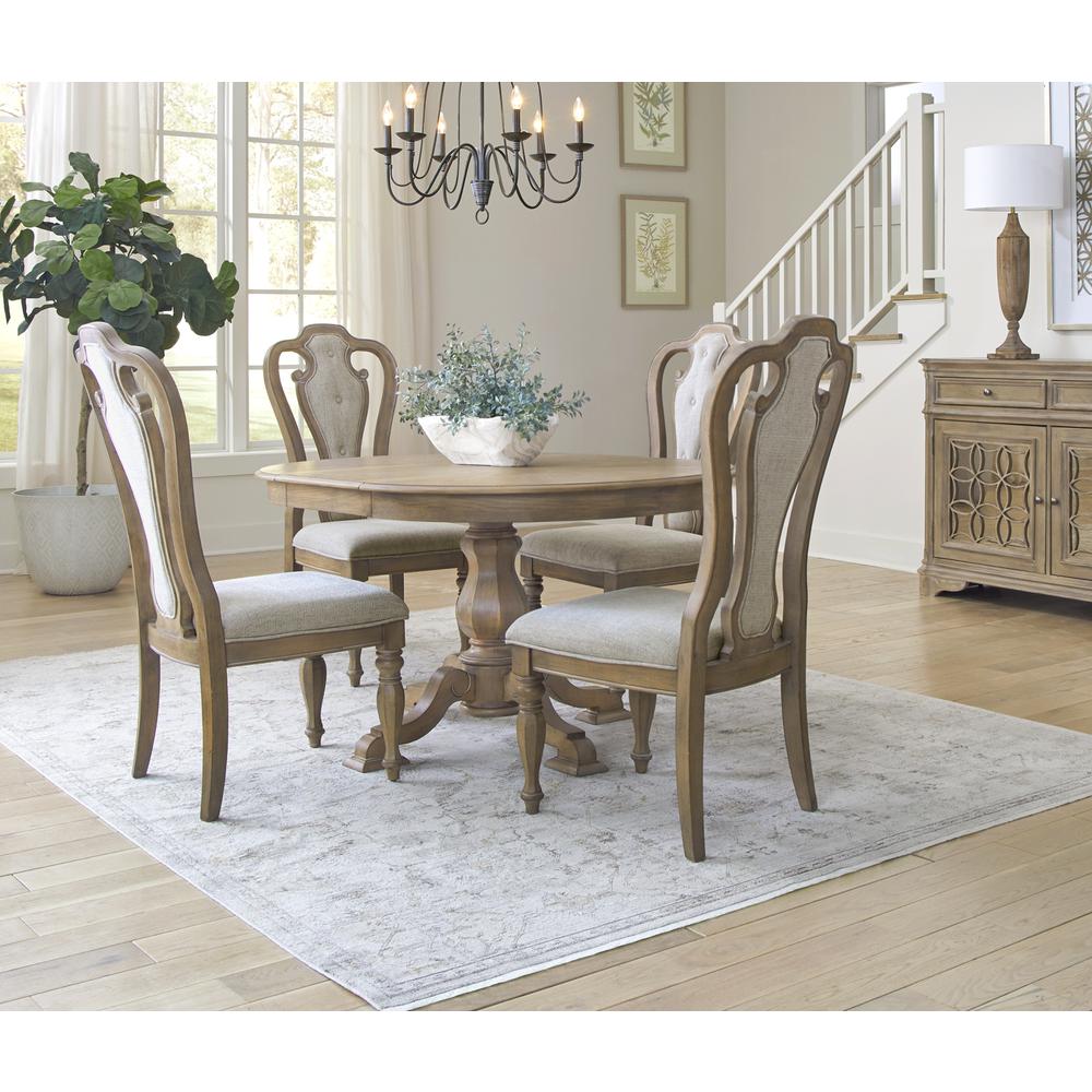 Magnolia Manor 5 Piece Pedestal Table Set - Weathered Bisque in Weathered Bisque