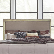 Canyon Road Queen Upholstered Panel Headboard w/ Lights in Burnished Beige