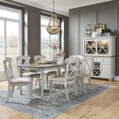Ocean Isle 7 Piece Rectangular Table Set in Rubberwood Solids w/ Pine Veneers