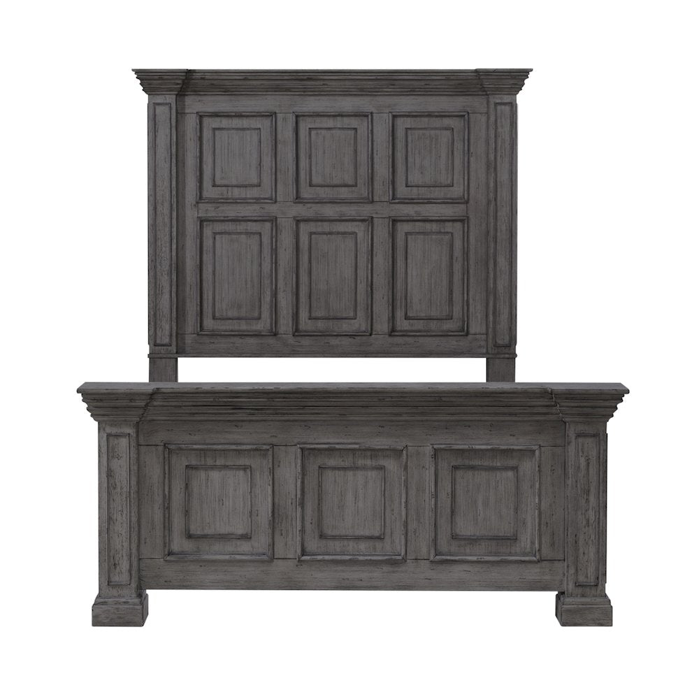 Big Valley Queen Panel Bed in Rubberwood Solids w/ Birch Veneers