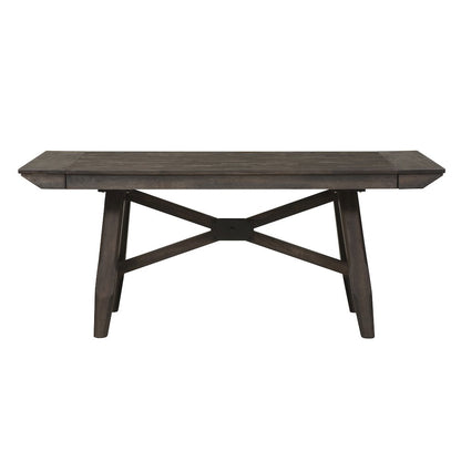 Double Bridge Trestle Table Set in Rubberwood Solids and Acacia Veneers
