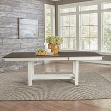 Brook Bay Trestle Table Set - Textured White w/ Carbon Gray Tops in White