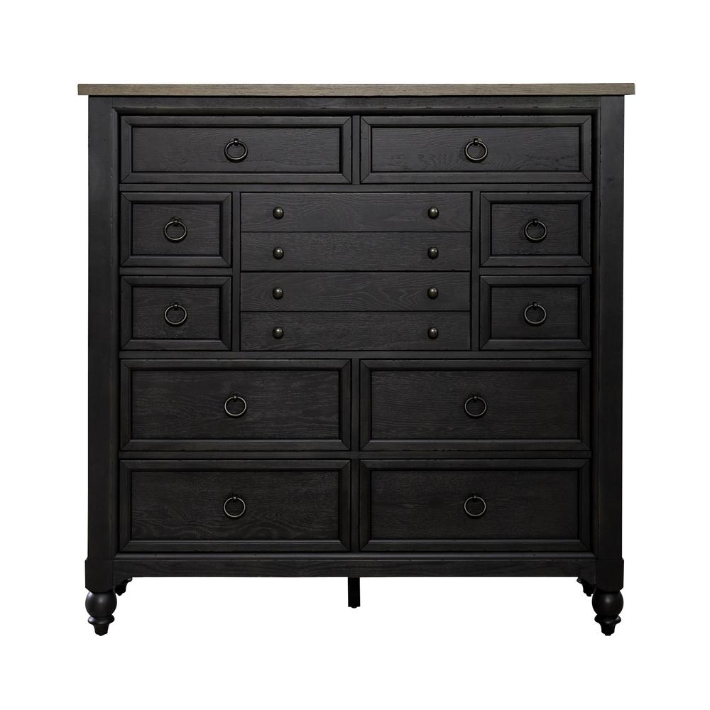 12 Drawer Chesser - Black Traditional Multi in Dusty Taupe