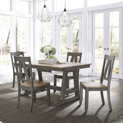 Lindsey Farm Trestle Table in Rubberwood Solids & Veneers w/ MDF