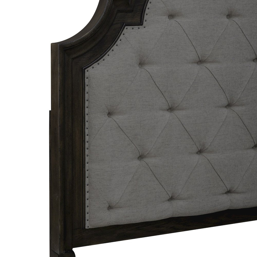 Queen Uph Bed in Rubberwood Solids & Split Heart White Oak Veneers
