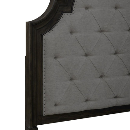 Queen Uph Bed in Rubberwood Solids & Split Heart White Oak Veneers