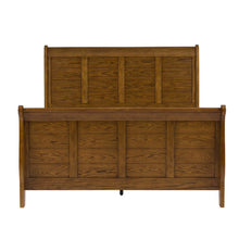 Queen Sleigh Bed, Dresser & Mirror in Rubberwood Solids & Oak Veneers
